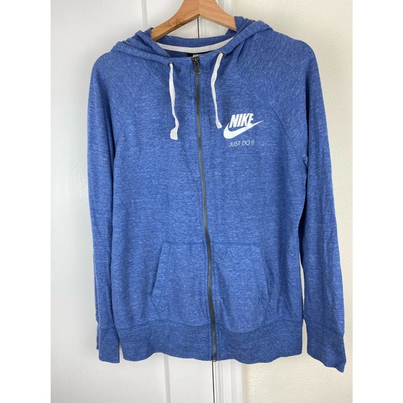 Nike Tops - Nike Women's Size L Just Do It Full Zip Hooded Organic Cotton Blend Sweatshirt